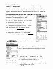 Nutrition Label Worksheet Answer Key Lovely 22 What Percent Of Your Daily Intake Of sodium Would You