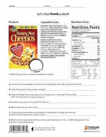 Nutrition Label Worksheet Answer Luxury Nutrition Label Worksheet Answer Key