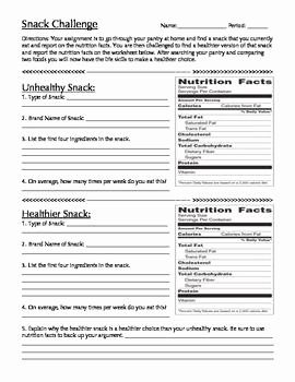 Nutrition Label Worksheet Answer New Healthy Snack Challenge Using Nutrition Labels