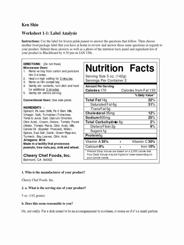 Nutrition Label Worksheet Answer New Worksheet Nutrition Labels Worksheet Worksheet Fun