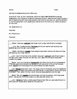 Observation and Inference Worksheet Inspirational Identifying Observation and Inference Worksheet by ashley