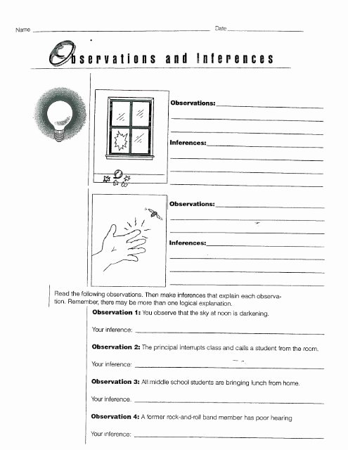 Observation and Inference Worksheet Luxury Observation &amp; Inference Worksheet northwestern Schools