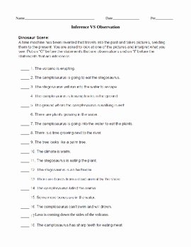 Observation Vs Inference Worksheet Awesome Inference Vs Observation Wo by Ian Keith