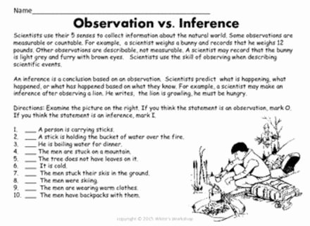 Observation Vs Inference Worksheet Beautiful Lisabauman Observation Vs Inference Skills Practice