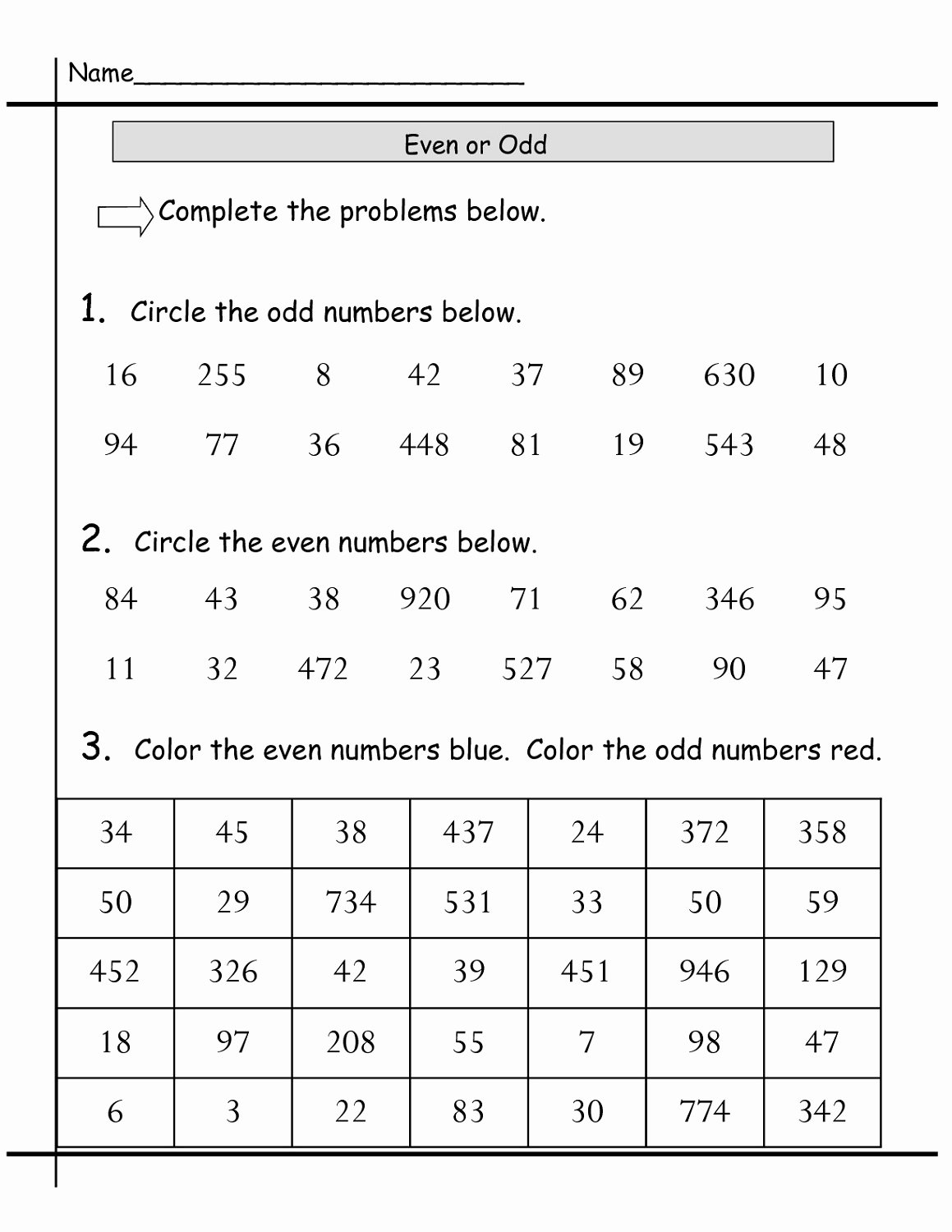 Odd and even Numbers Worksheet Fresh Odd and even Number Worksheets
