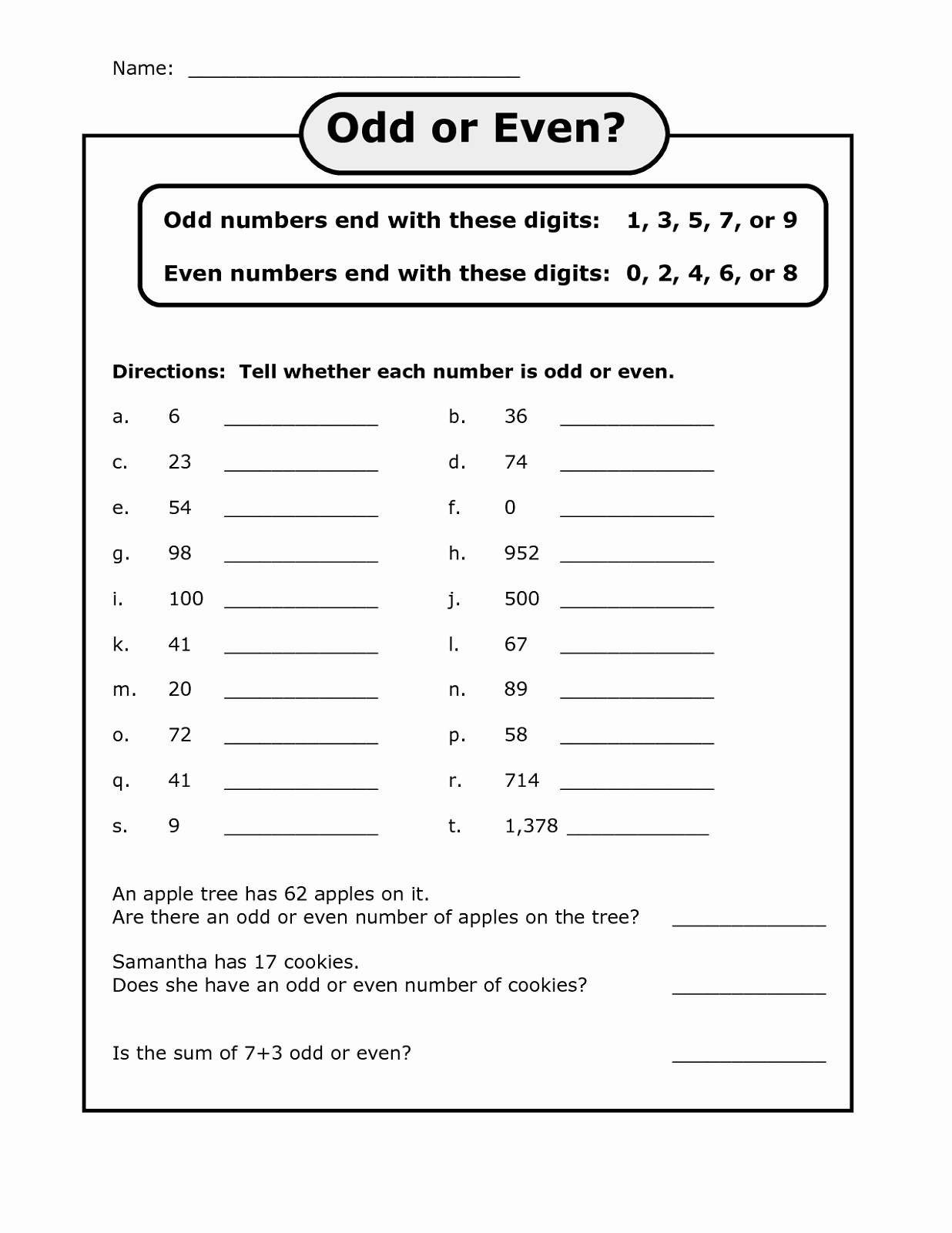 Odd and even Numbers Worksheet Inspirational Odd and even Worksheets Printable