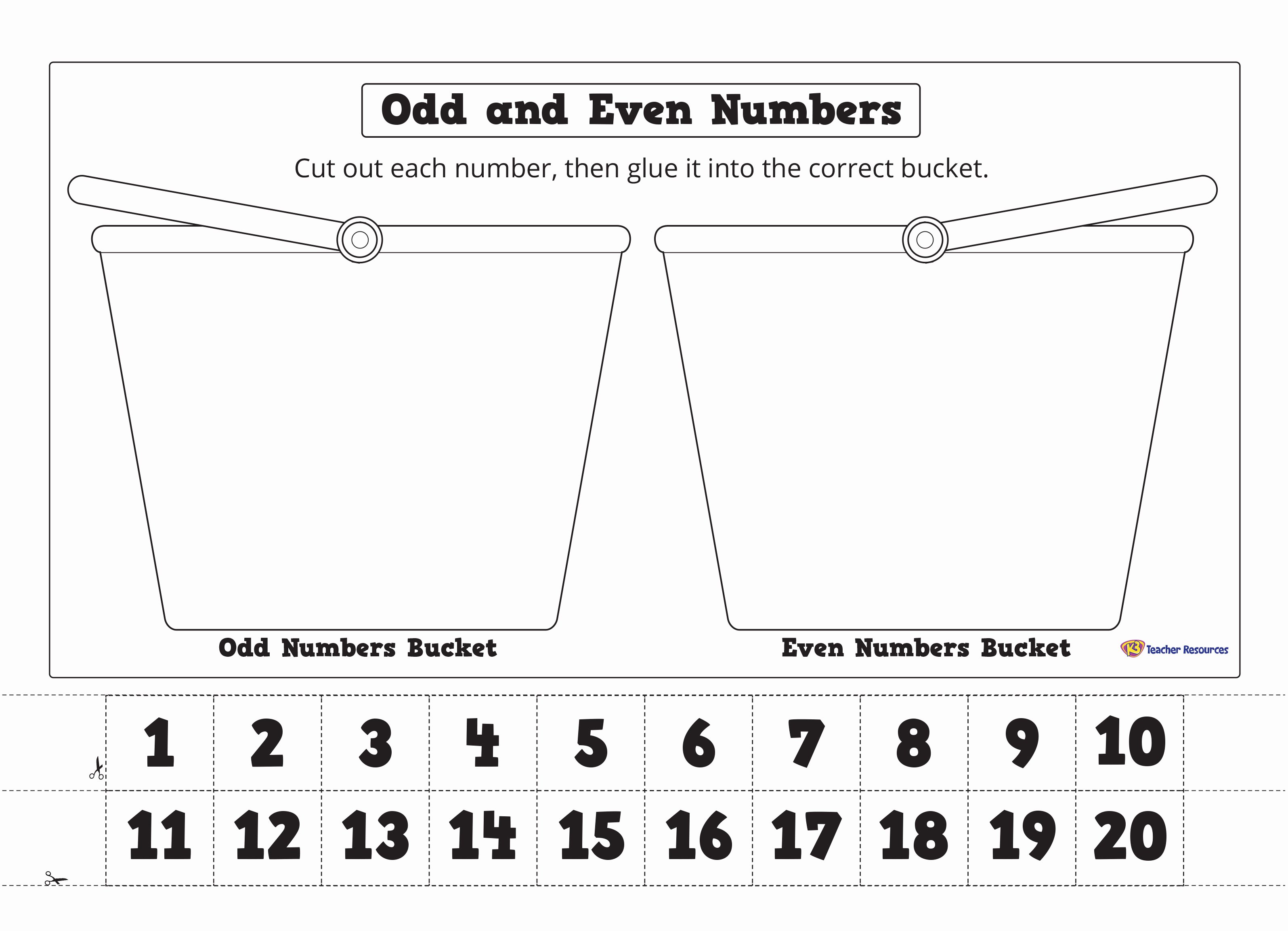 Odd and even Numbers Worksheet New Odd and even Numbers Cut and Paste Bucket Worksheet K
