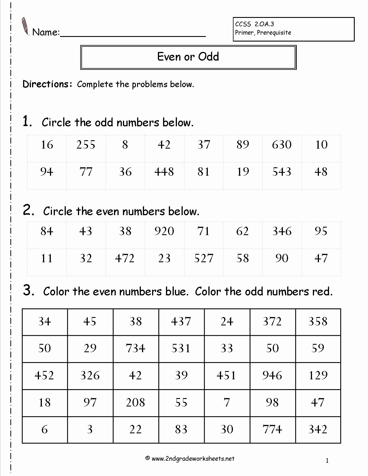 Odd and even Numbers Worksheet Unique Ccss 2 Oa 3 Worksheets