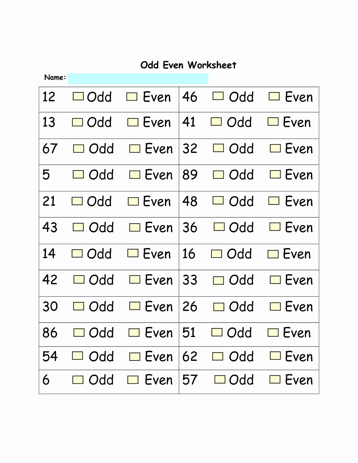 Odd and even Numbers Worksheet Unique Free even Odd Worksheets