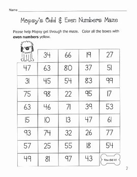 Odd and even Numbers Worksheet Unique Odd &amp; even Numbers Mazes 2 Digit Odd and even Numbers