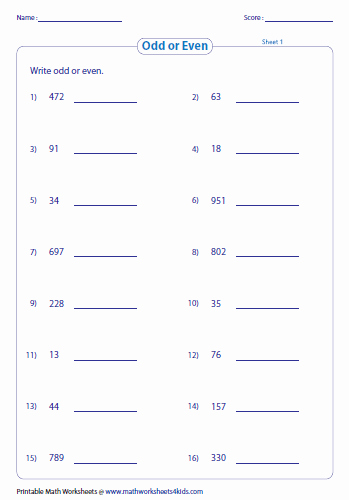Odd and even Numbers Worksheet Unique Odd and even Numbers Worksheets