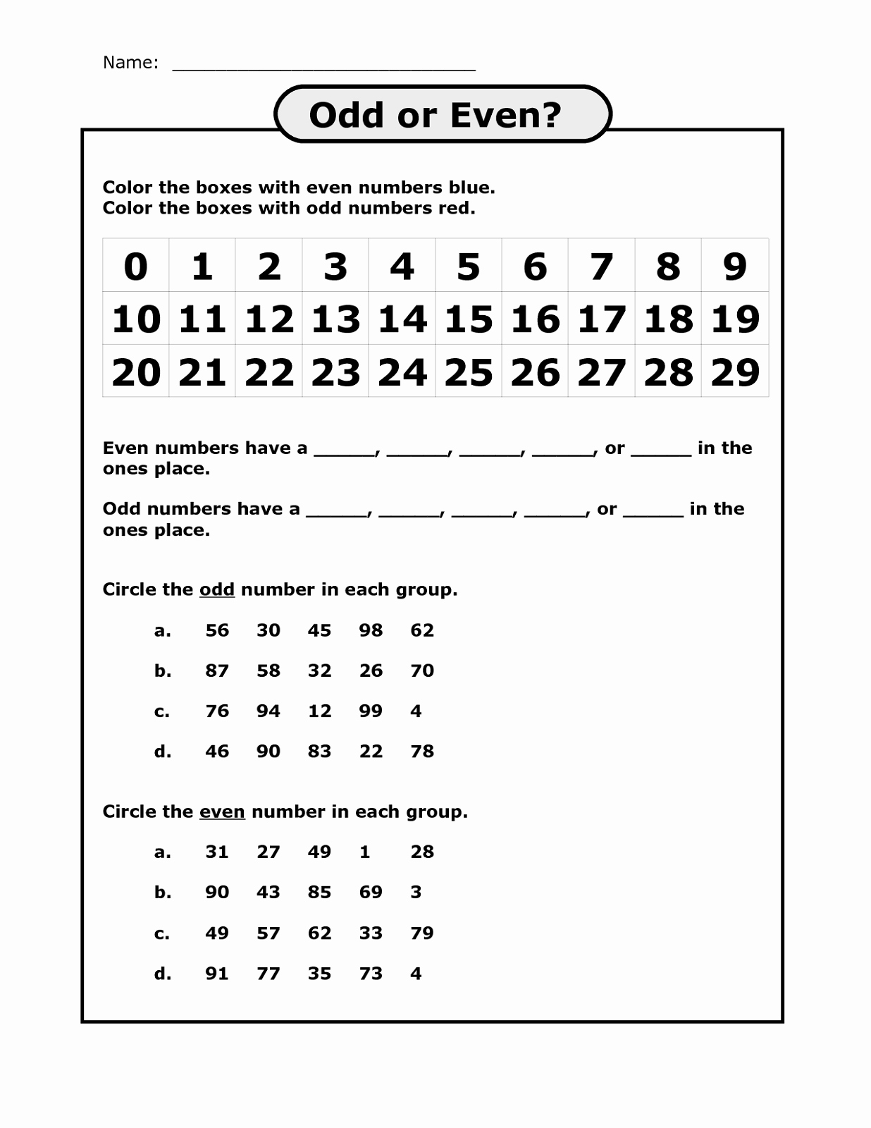 Odds and even Worksheet New Odd and even Worksheets for Kids