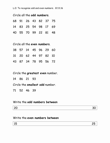 Odds and even Worksheet New Year 2 Odd and even Numbers Worksheets Differentiated 3