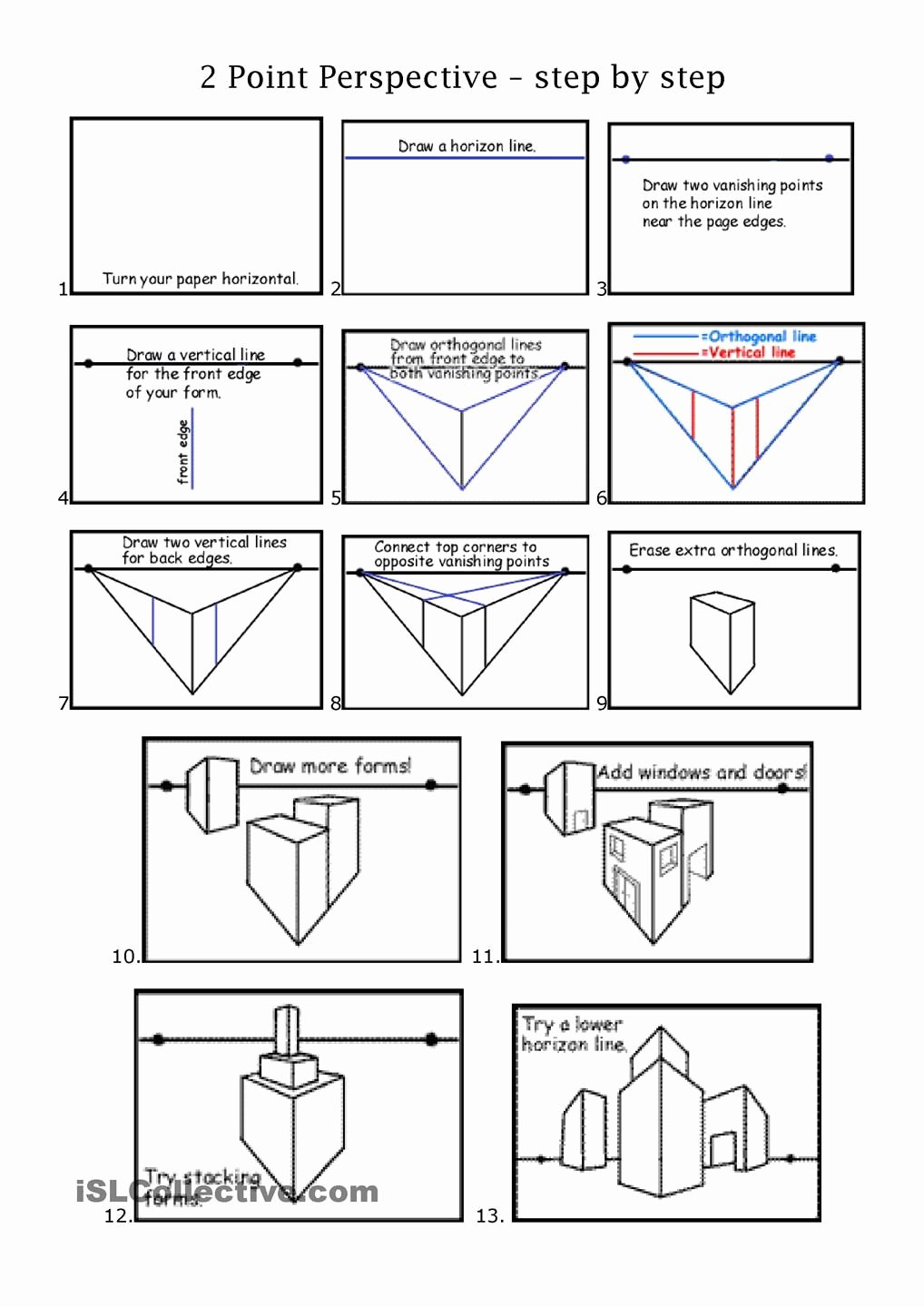 One Point Perspective Worksheet Awesome 2pt Perspective Middle School Art