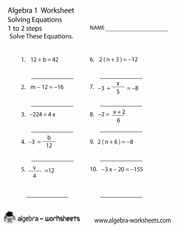 One Step Equations Worksheet Pdf Awesome solving Equations Algebra 1 Worksheet
