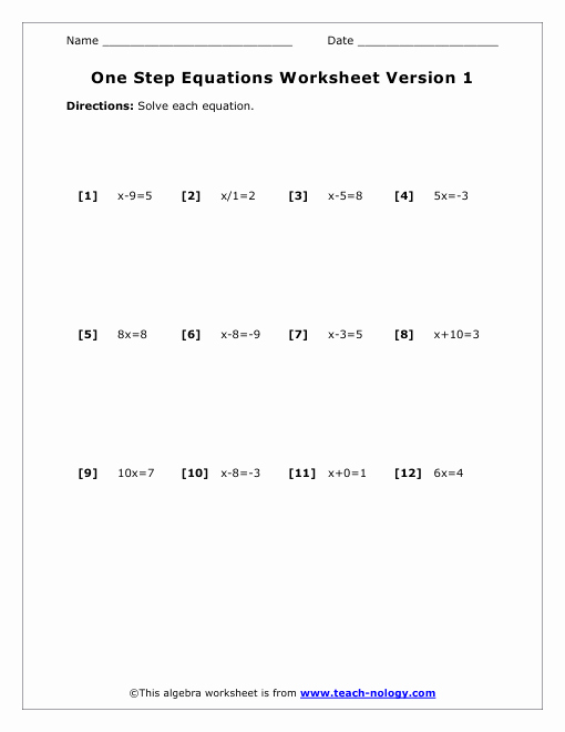 One Step Equations Worksheet Pdf Beautiful solving E Step Variable Equations Worksheet Tessshebaylo