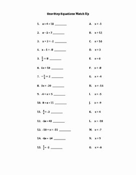 One Step Equations Worksheet Pdf Elegant E Step & Two Step Equations Inverse Operations Match