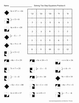 One Step Equations Worksheet Pdf Fresh solving Two Step Equations Color Worksheet Practice 6