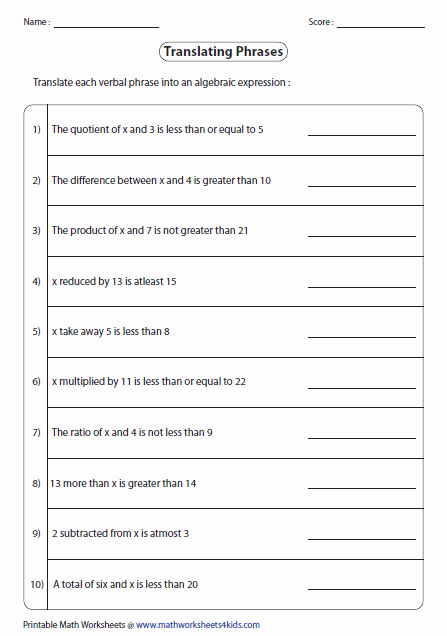 One Step Inequalities Worksheet Awesome E Step Inequalities Worksheets