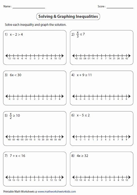 One Step Inequalities Worksheet Elegant solving and Graphing E Step Inequalities
