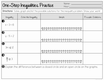 e Step Inequalities Notes Worksheets Exit Slips and Assessment