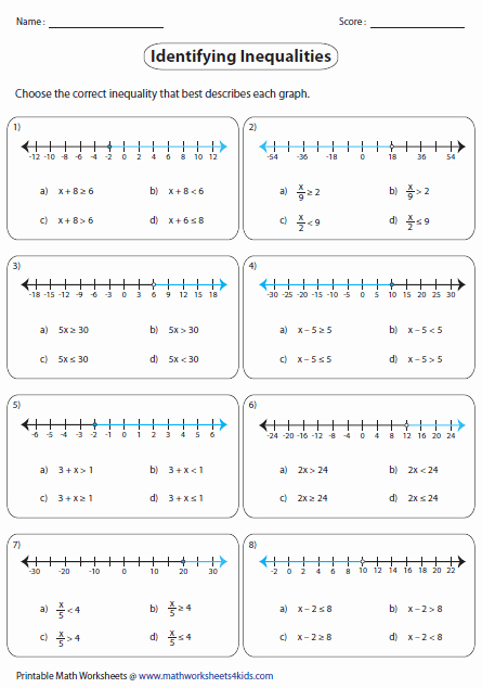 One Step Inequalities Worksheet Unique E Step Inequalities Worksheets