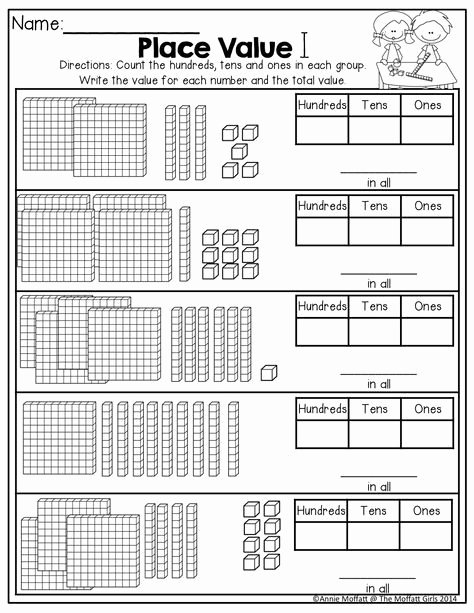 hundred tens and ones worksheets grade 2 Place value blocks with 3 digit number