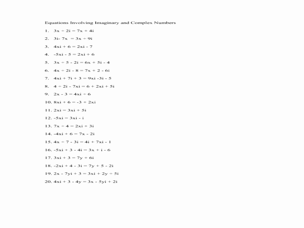50 Operations With Complex Numbers Worksheet Chessmuseum Template Library