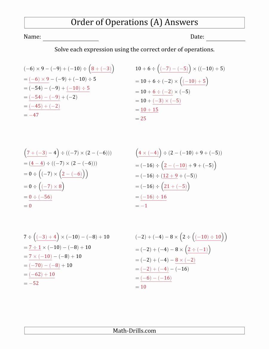 Operations with Exponents Worksheet Awesome order Of Operations with Negative and Positive Integers