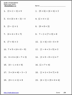 Operations with Exponents Worksheet Beautiful Printable order Of Operation Worksheets