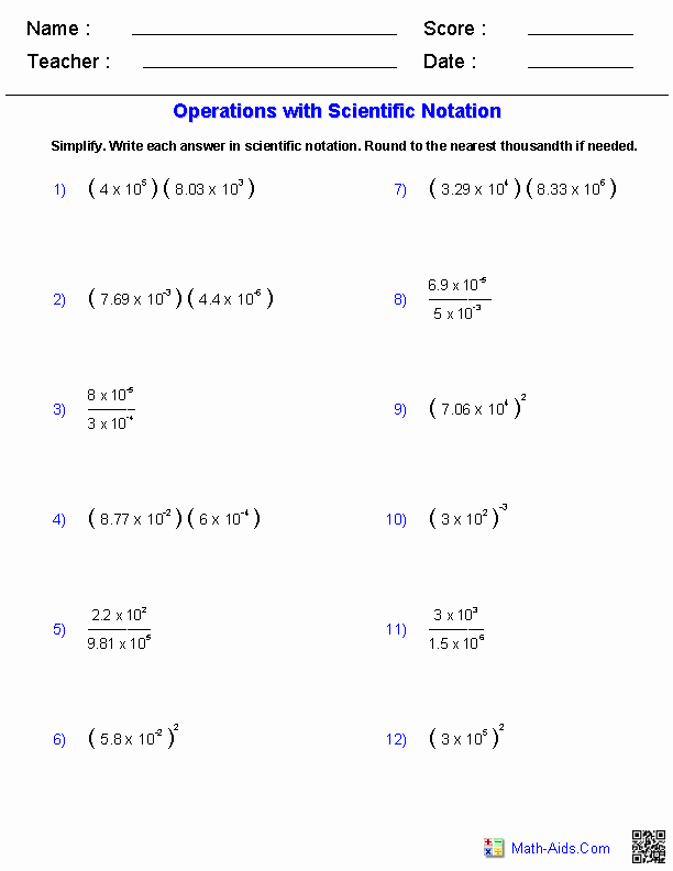 Operations With Exponents Worksheet