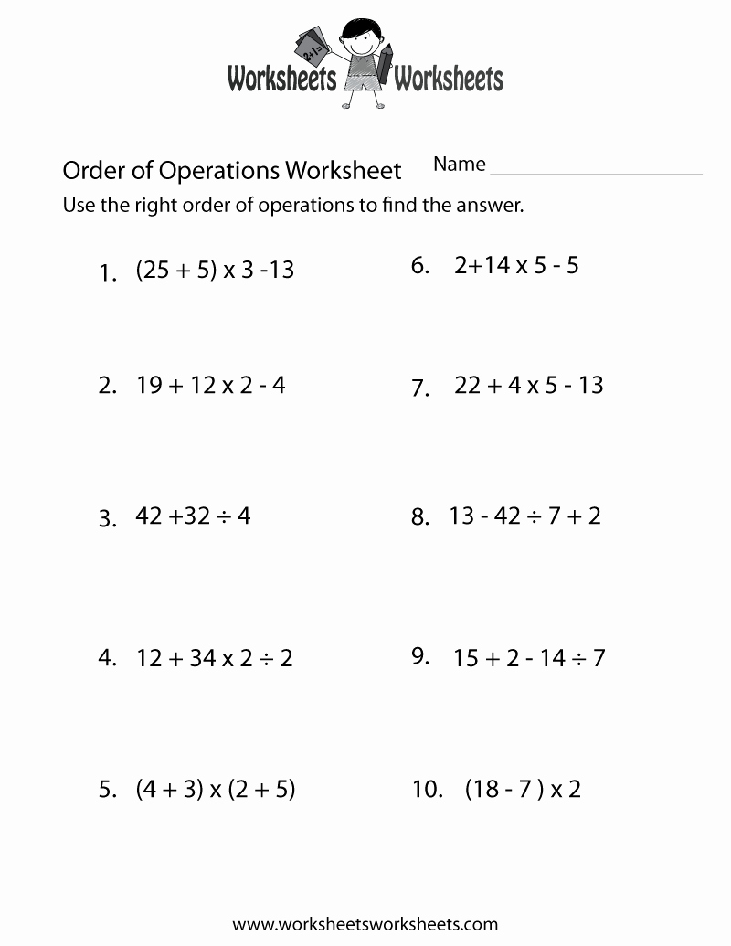 Operations with Exponents Worksheet Lovely Worksheets order Operations Worksheets with Exponents