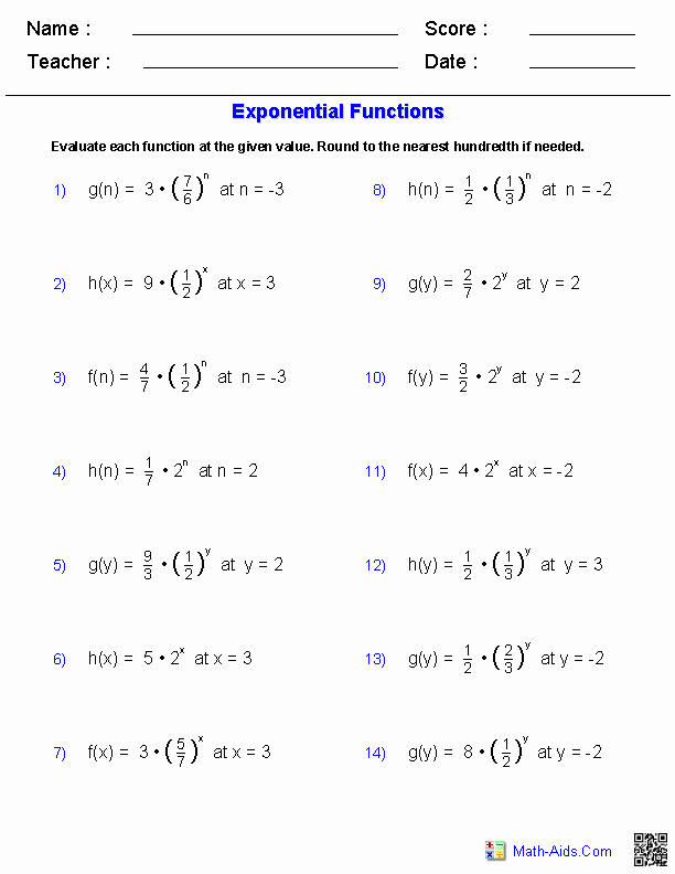 Operations with Exponents Worksheet New Algebra 1 Worksheets