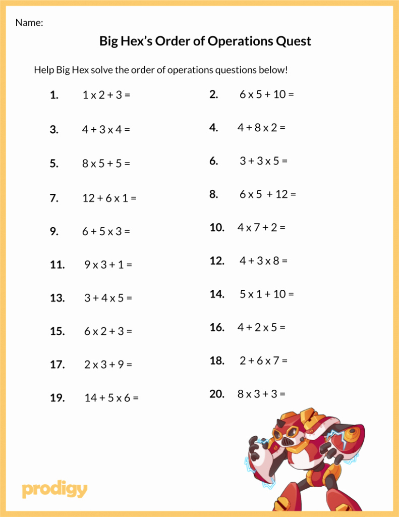 Operations with Exponents Worksheet Unique order Of Operations Worksheet 19 Resources for Your Class