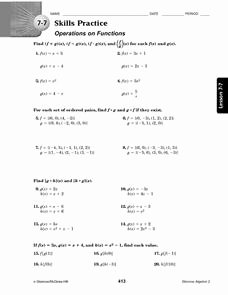 Operations with Functions Worksheet Elegant 7 7 Skills Practice Operations Of Functions Worksheet for