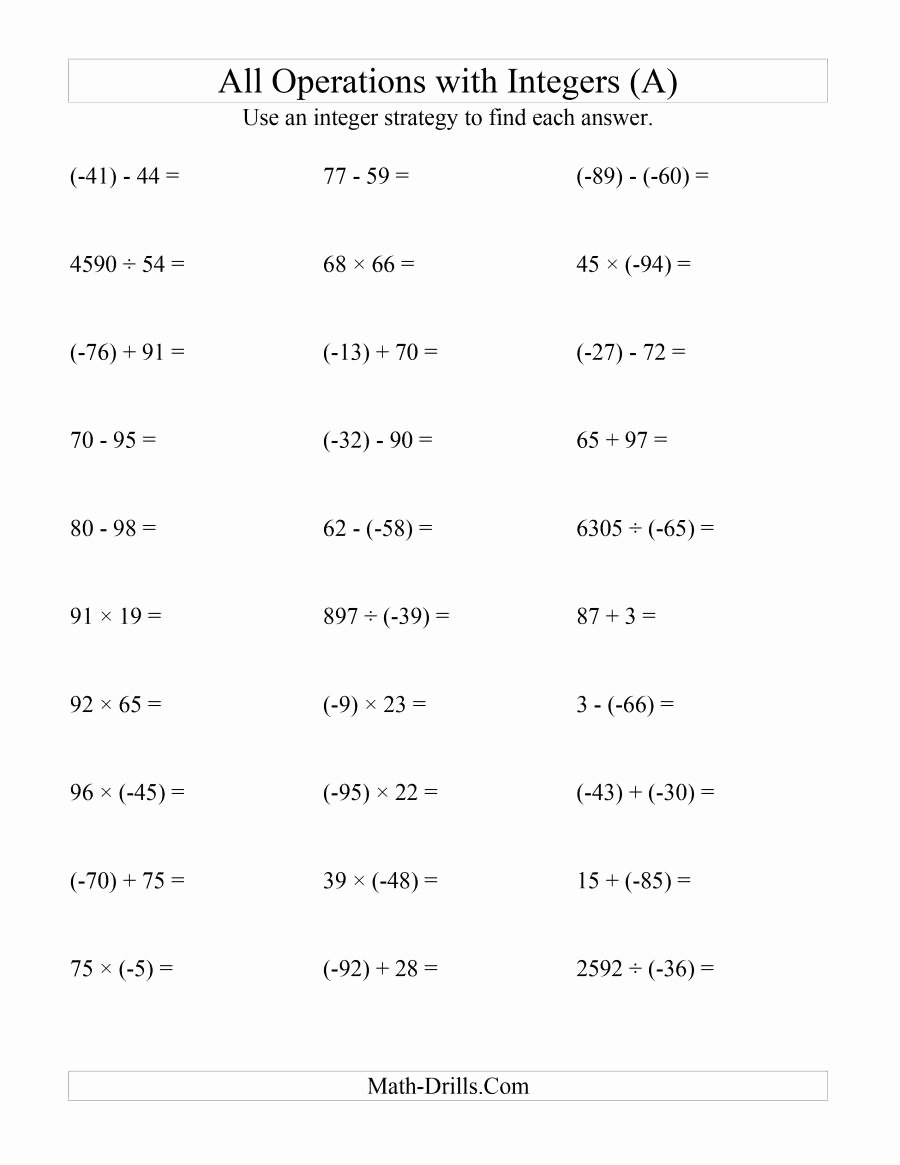 Operations with Integers Worksheet Pdf Awesome Multiply and Divide Integers Worksheet Pdf Math Word
