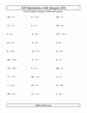 Operations with Integers Worksheet Pdf New Worksheet 1 2 Factorization Of Integers