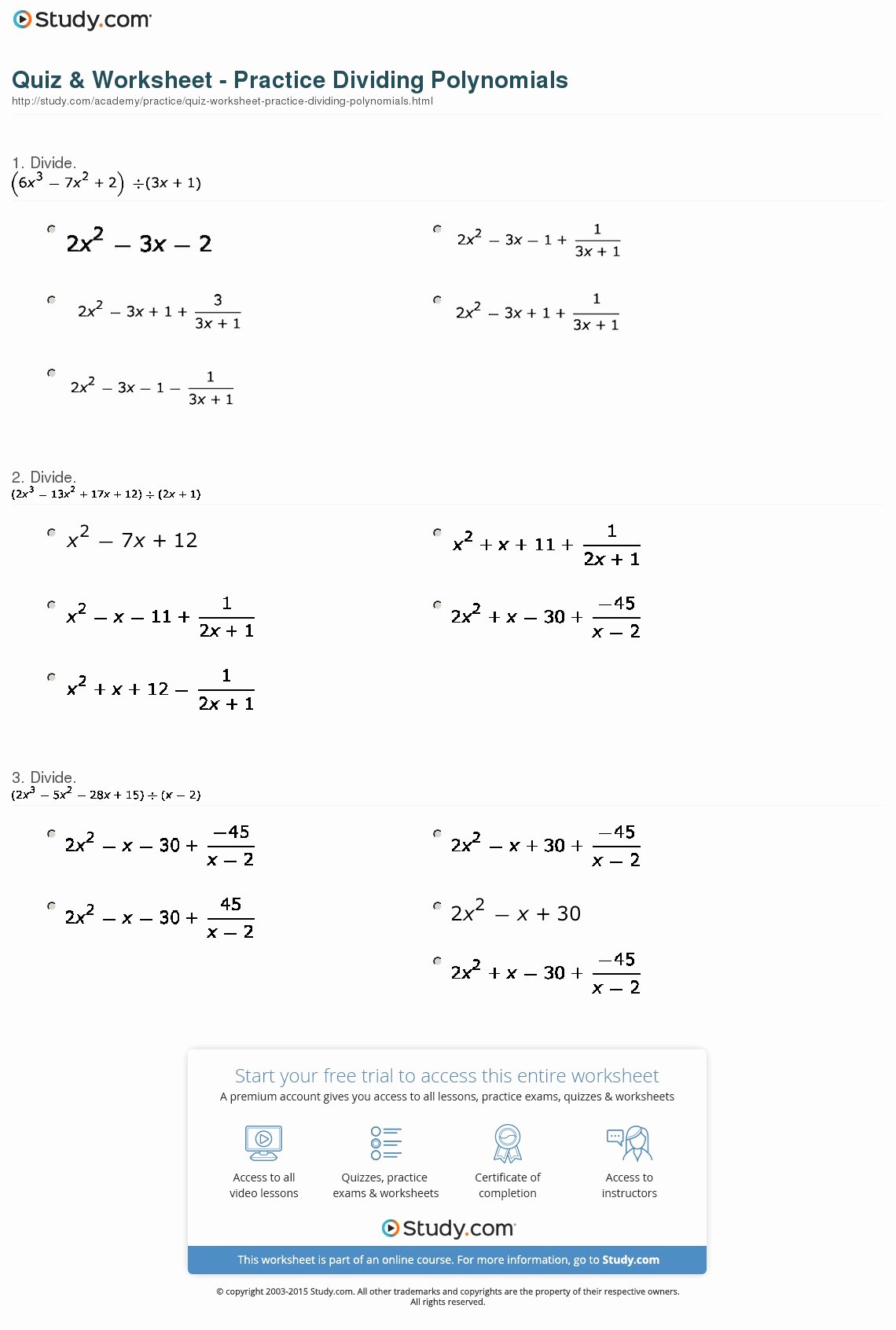 Operations with Polynomials Worksheet Unique Math Worksheet Division Polynomials Breadandhearth