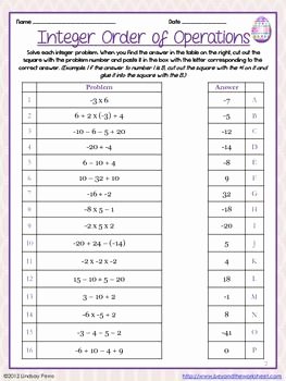 Operations with Rational Numbers Worksheet Fresh order Of Operations with Integers Puzzle