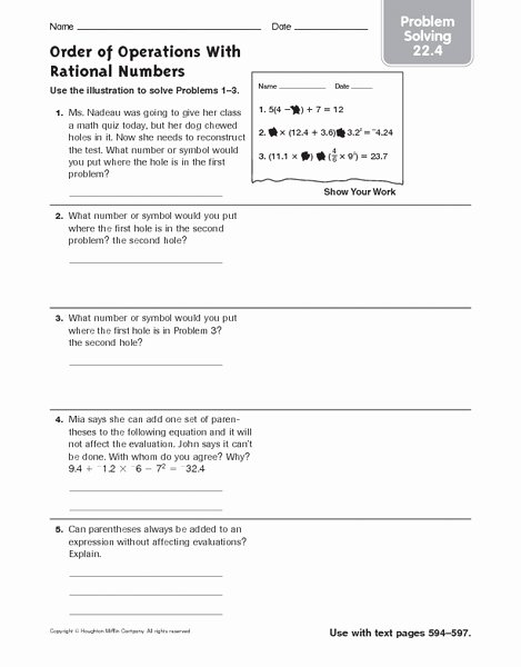 Operations with Rational Numbers Worksheet New order Of Operations Lesson Plans &amp; Worksheets Reviewed by