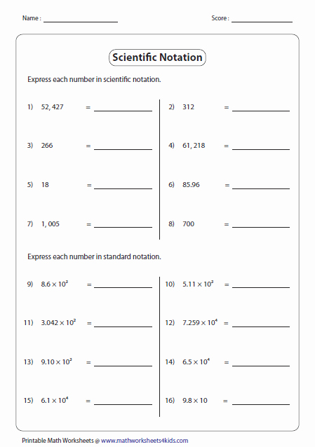 Operations with Scientific Notation Worksheet Best Of Scientific Notation Worksheets