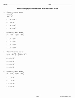 Operations with Scientific Notation Worksheet Fresh Performing Operations with Scientific Notation Grade 8