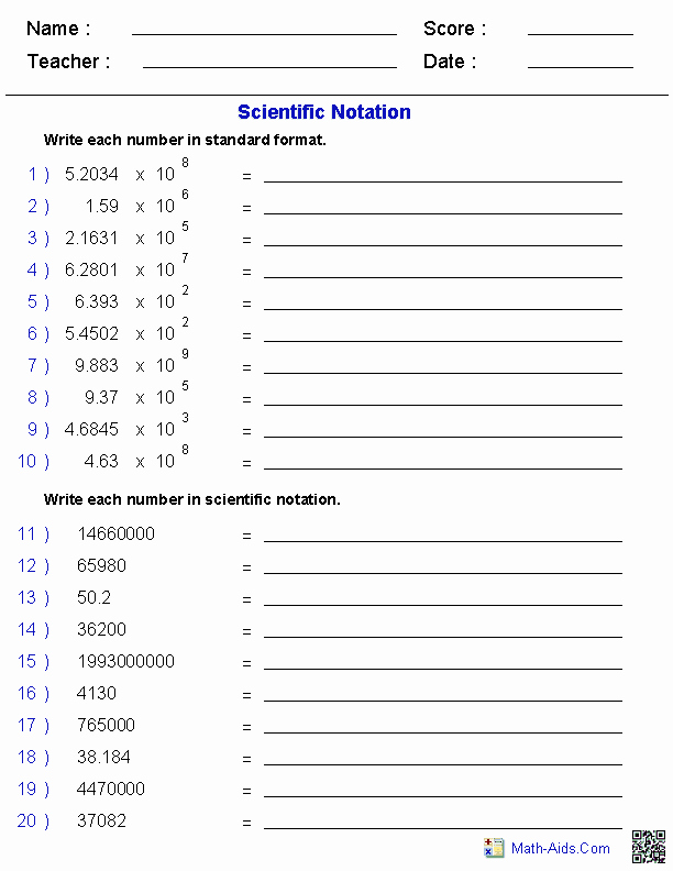 Operations with Scientific Notation Worksheet Inspirational Algebra 1 Worksheets