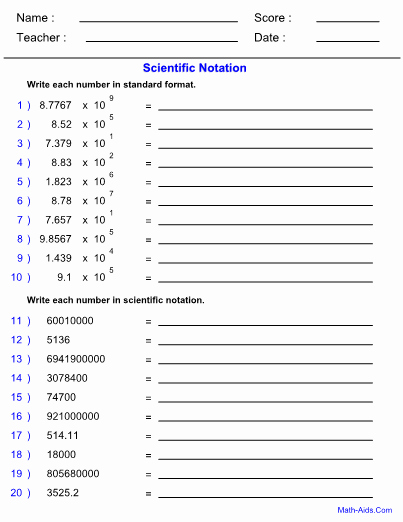 Operations with Scientific Notation Worksheet Inspirational Scientific Notation Worksheet