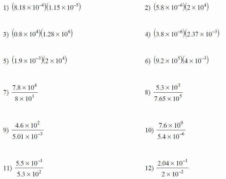 Operations with Scientific Notation Worksheet Luxury Multiplying and Dividing Scientific Notation Worksheet