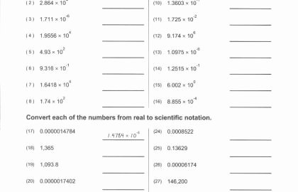 scientific notation worksheet answer key