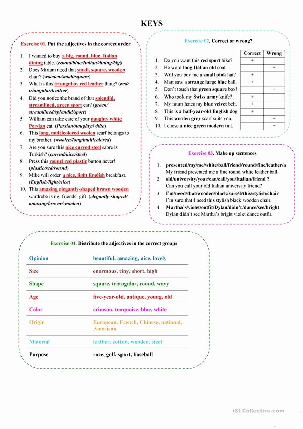 Order Of Adjectives Worksheet Beautiful order Of Adjectives 01 Worksheet Free Esl Printable