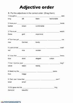 Order Of Adjectives Worksheet Best Of English Exercises Adjective order