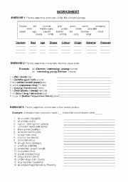 Order Of Adjectives Worksheet Luxury order Of Adjectives Exercises Esl Worksheet by Burakilhan