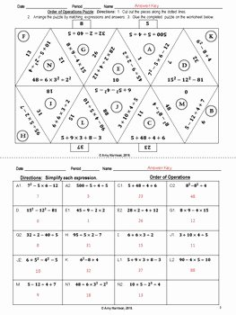 Order Of Operations Puzzle Worksheet Beautiful order Of Operations Triangle Matching Puzzle No